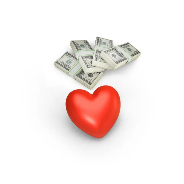 Сердце с деньгами — стоковое фото