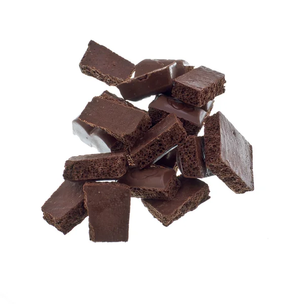 Dsc Pieces 的白色背景上的黑巧克力 — 图库照片