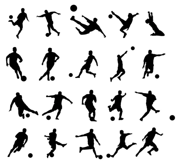 20 soccer poses silhouette — Stock Photo, Image