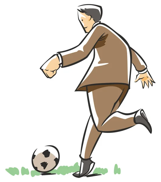 Obchodní muž hraje fotbal — Stock fotografie