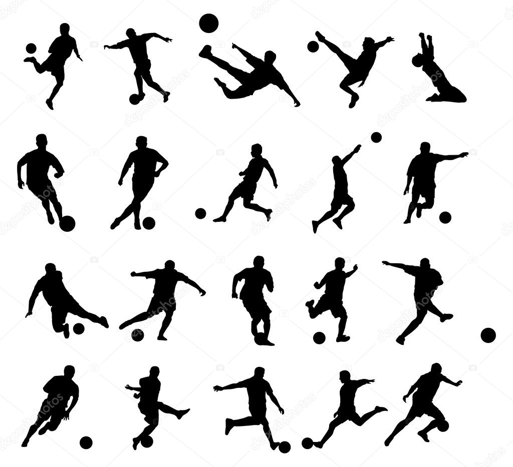 20 soccer poses silhouette
