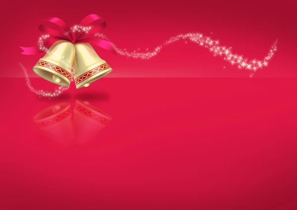 Christmas Bells on red background — Stock Photo, Image