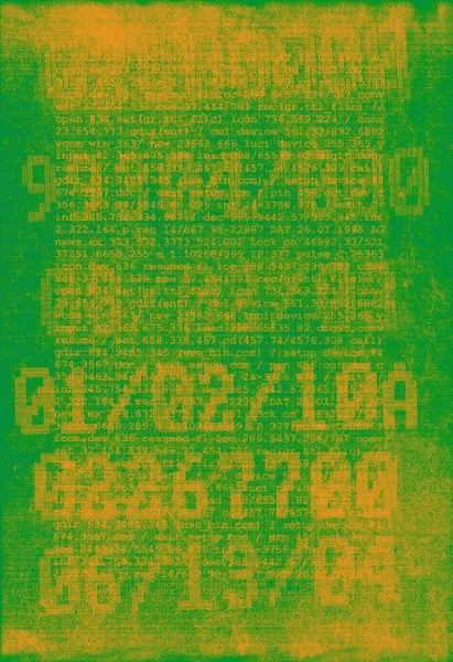Grungy digital bakgrund med binära tal och programinstruktioner — Stockfoto