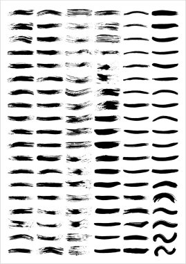 A set of vectorized grungy brush lines