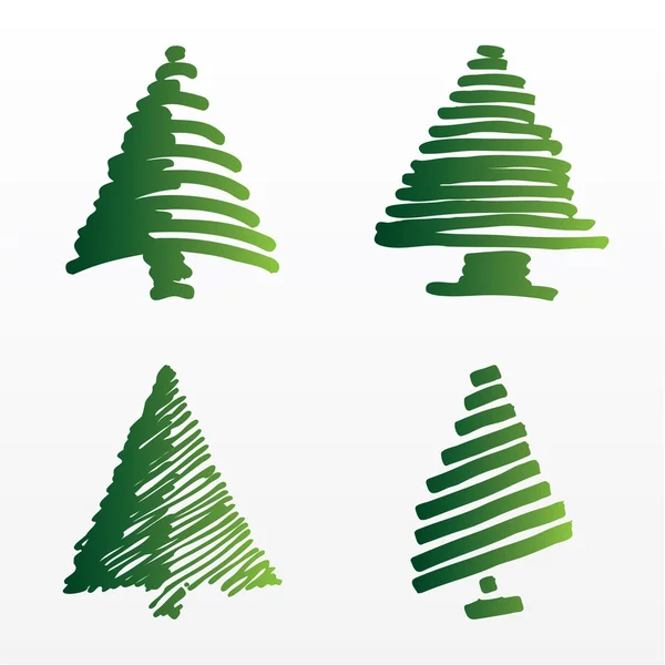 Um conjunto de árvores de Natal vetoriais — Vetor de Stock
