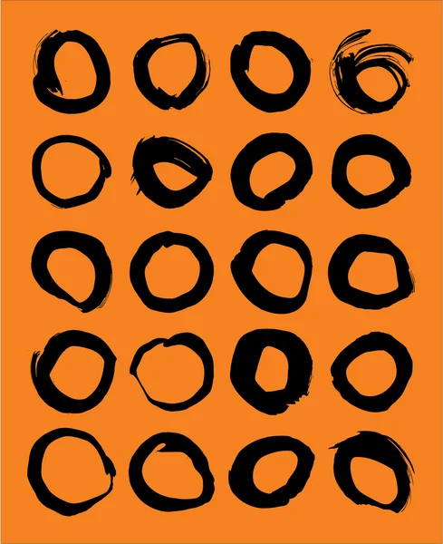 A set of vectorized grungy ink circles — Stock Vector