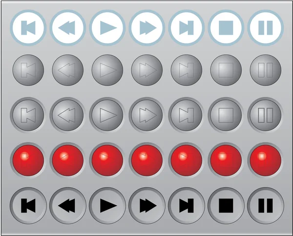 Un conjunto de botones de medios vectoriales redondos — Vector de stock