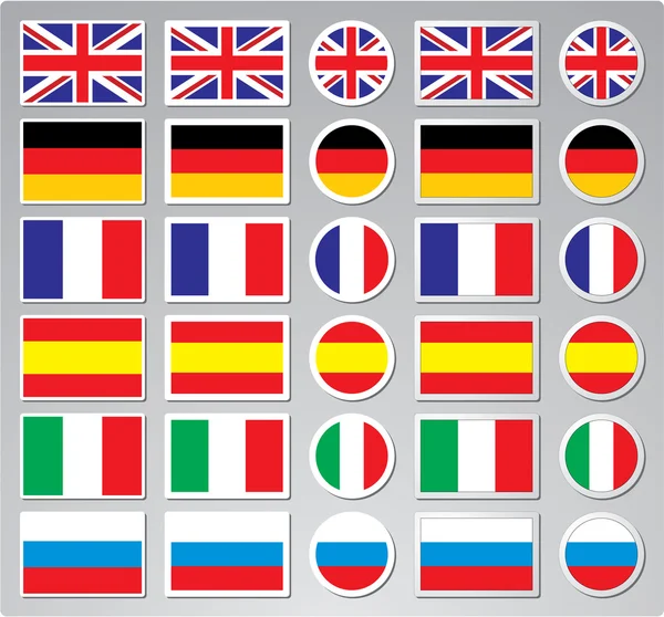 Un conjunto de botones de bandera vectorial para sitios web — Vector de stock