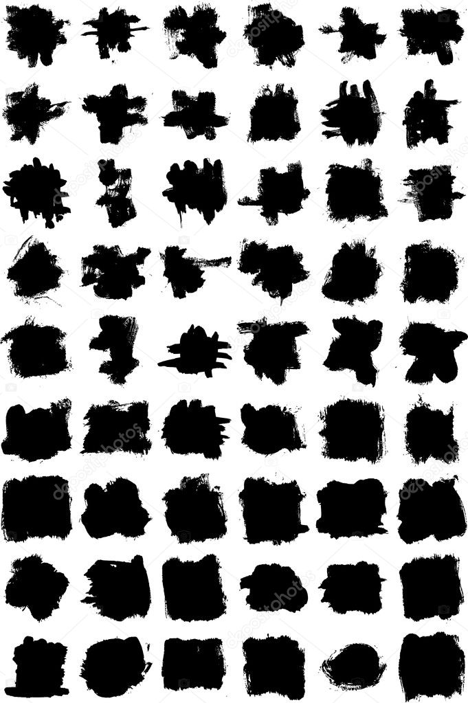 Collection of grungy vectorized ink strokes / shapes