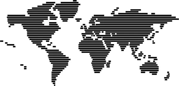Mapa del mundo en formato vectorial - líneas en blanco y negro — Vector de stock