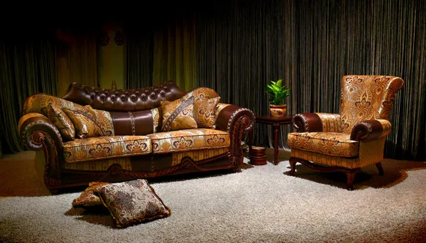 Vintage soffa och fåtölj — Stockfoto