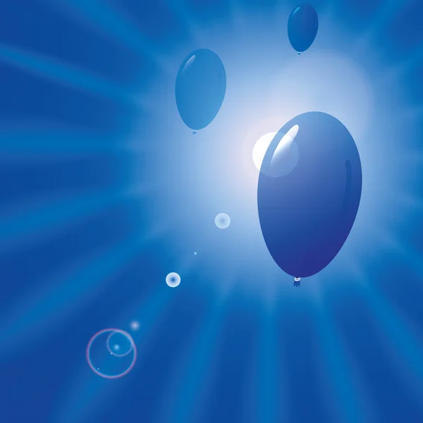 Ballons Bleus Dans Ciel Ensoleillé Comme Fond — Image vectorielle