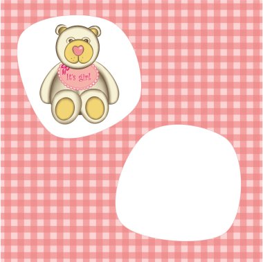 kız bebek için - bebek varış duyuru bear. fotoğraf çerçevesi için iyi