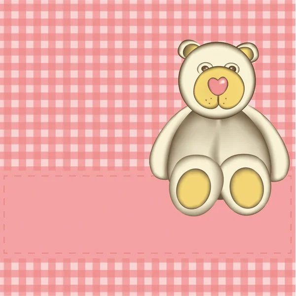 Bear Baby Girl Baby Arrival Announcement — Stock Vector