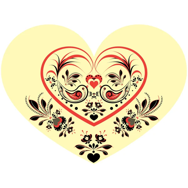 Valentýna s srdce, ptáků a květin — Stockový vektor