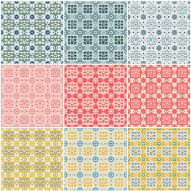 Valentine's day seamless patterns clipart