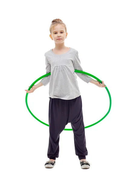 stock image Sporty llittle girl with hula hoop