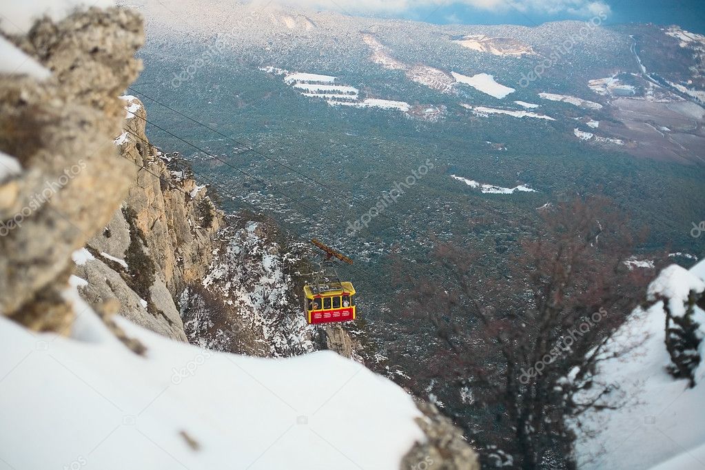 Cable-car at the top of a mountain