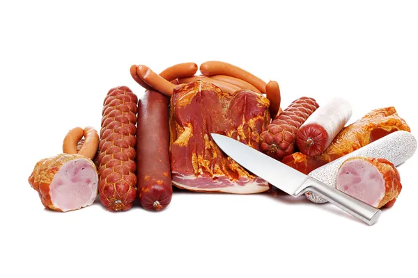 Eine Reihe von Fleischdelikatessen — Stockfoto