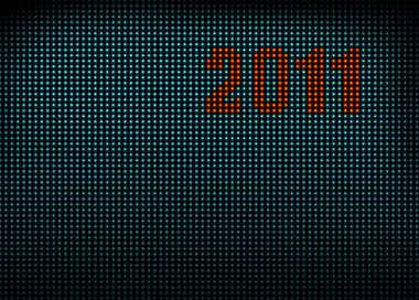 2011 kırmızı sayılarını gösteren parlak ışık duvarı