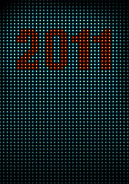 Led wall with numbers 2011 — Stock Photo, Image