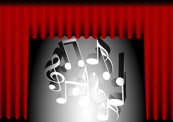 Fond musical - Rideau rouge — Image vectorielle
