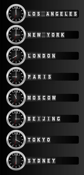 Horloge du fuseau horaire — Image vectorielle