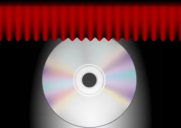 CD y cortina roja — Vector de stock