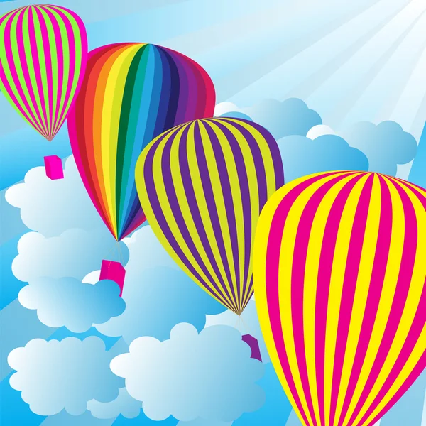Céu de verão com balões de ar quente —  Vetores de Stock