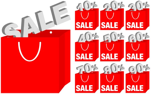 Zestaw toreb na zakupy / sprzedaż ikony — Wektor stockowy