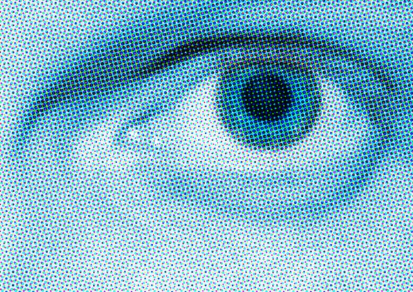 stock image Blue Halftone Eye - Close-Up of Man's Face