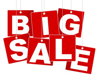 Big Sale Sign - White Letters on Red Background