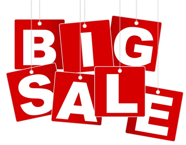 Big Sale Sign White Letters Red Background — Stock Vector