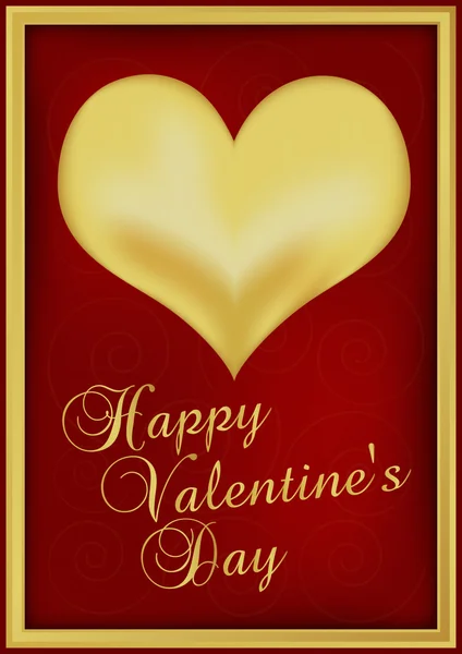 Fondo Del Día San Valentín Corazón Oro Sobre Fondo Rojo — Archivo Imágenes Vectoriales