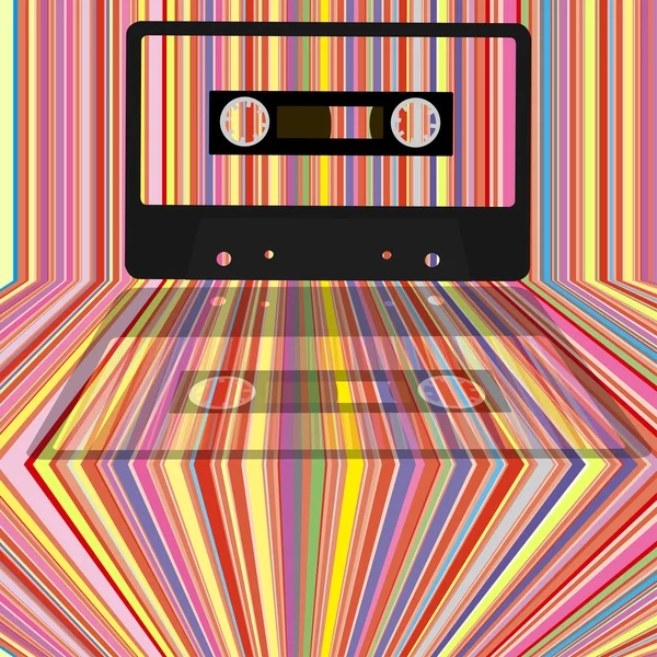 Retro Partij Achtergrond Audio Cassette Tape Een Veelkleurige Achtergrond — Stockvector