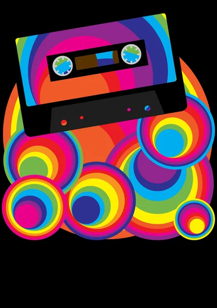 Retro Party Background Audio Casette Лента Многоцветном Фоне — стоковый вектор