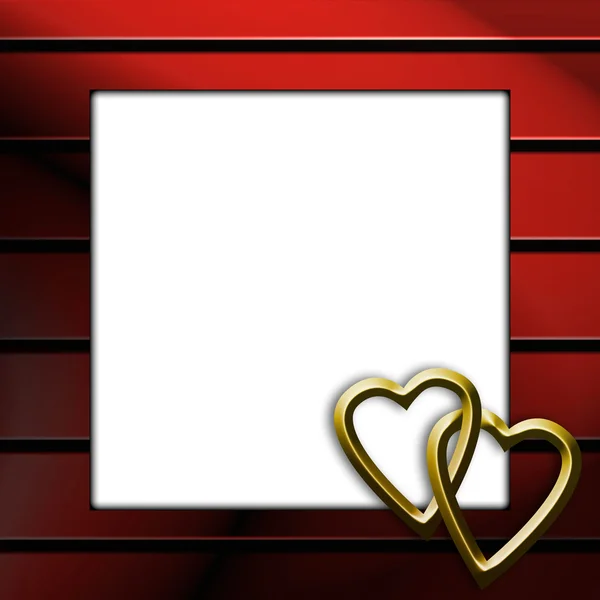 Red Valentine Day Frame Golden Hearts — Stock Photo, Image