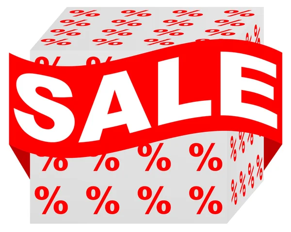 Продаж Значок Box Червоною Стрічкою Продаж Знак — стоковий вектор