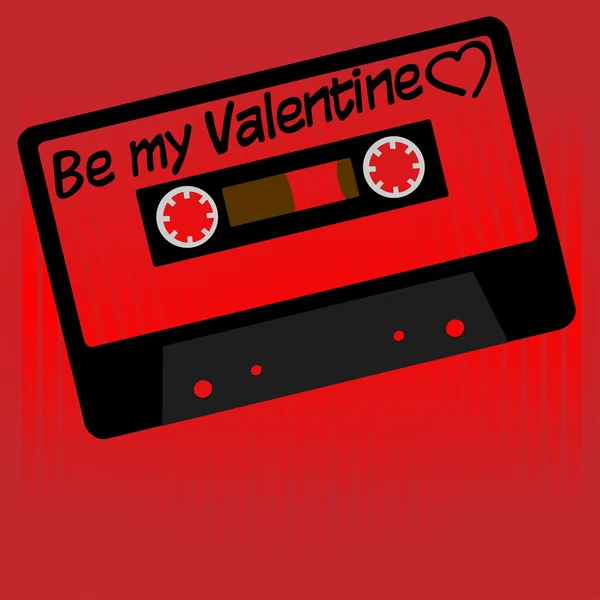 Fondo Tarjeta Del Día San Valentín Con Cinta Audio Retro — Vector de stock