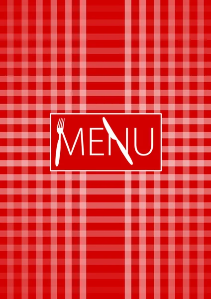 与菜单标志和餐具卡 红色方格布式菜单 — 图库矢量图片