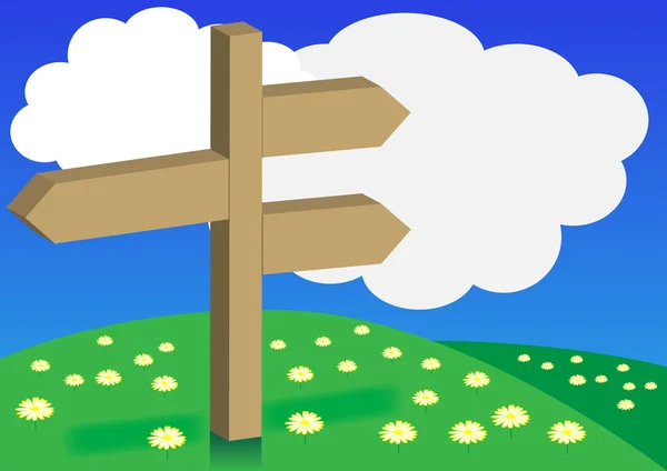 Spring Background - Signpost on Meadow — Stock Vector