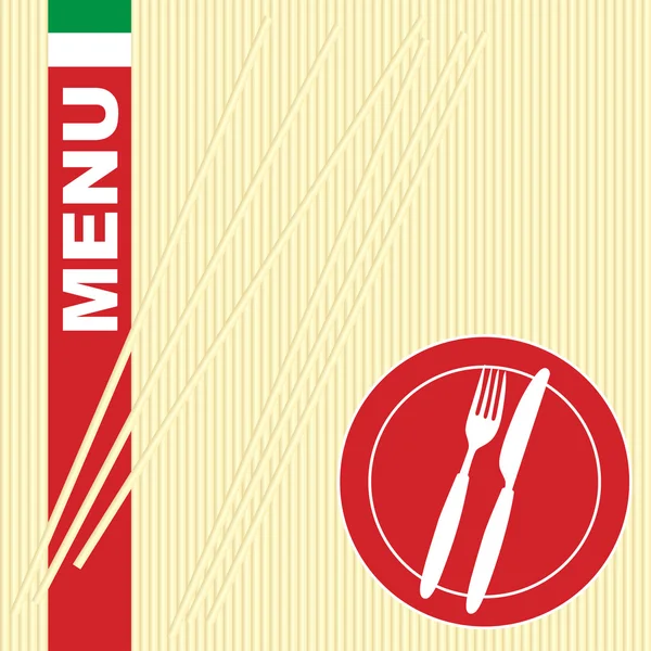 菜单卡片背景 意大利面食和餐具图标 — 图库矢量图片