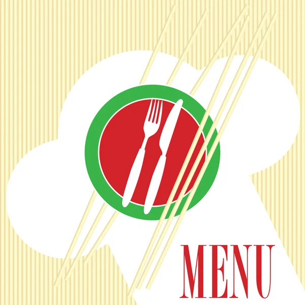 菜单卡片背景 意大利面食和餐具图标 — 图库矢量图片