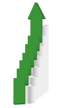 Yeşil grafik izole üzerinde beyaz arka plan yansıması