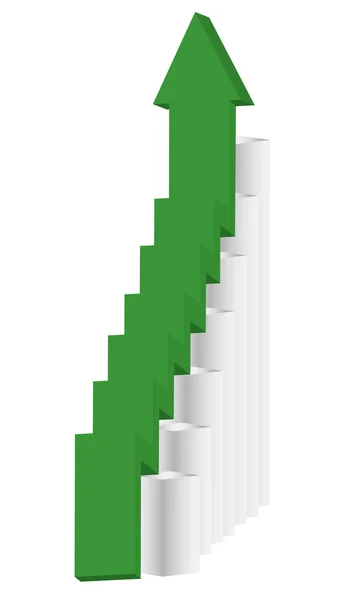 Grünes Diagramm Reflektiert Isoliert Auf Weißem Hintergrund — Stockvektor