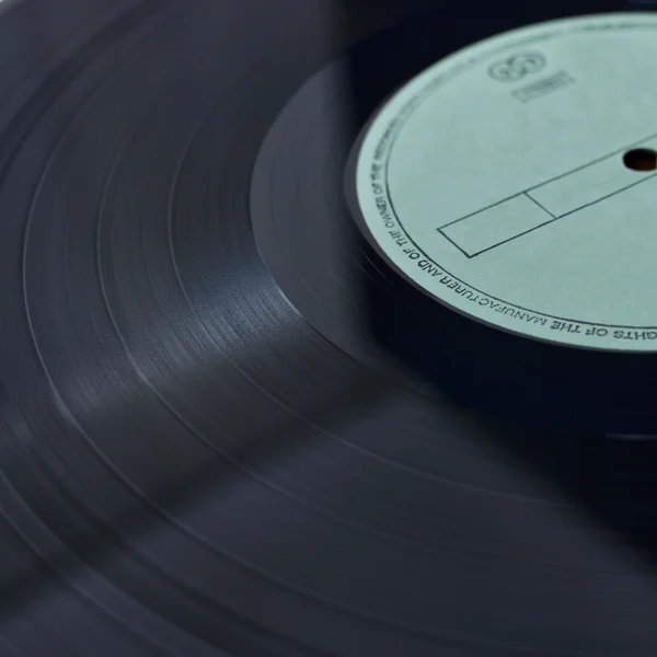 Detail Vinyl Record Blank Green Label — Stock Photo, Image