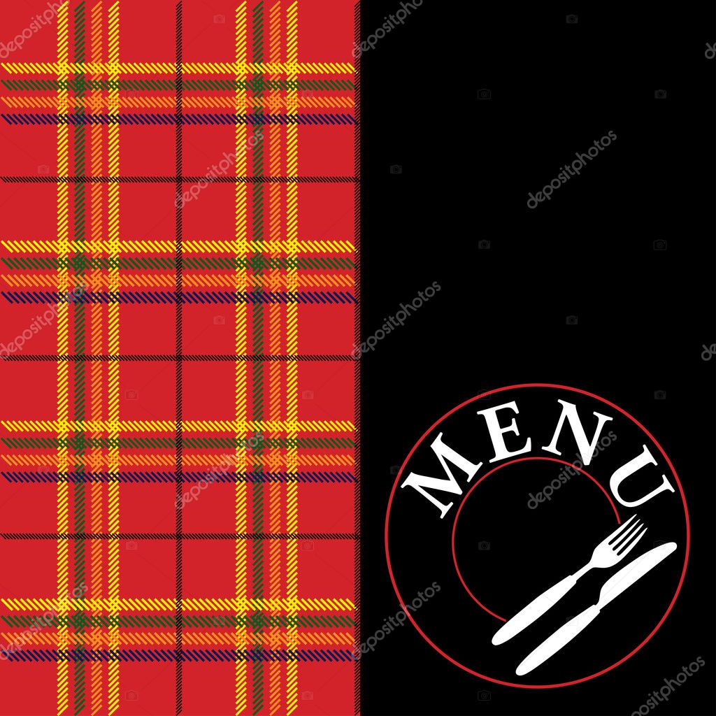 Menu Card Design Cutlery Icon On Tartan Background Premium Vector In Adobe Illustrator Ai Ai Format Encapsulated Postscript Eps Eps Format