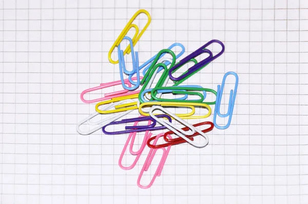 Multi Coloured Paper Clips Writing Book — Stock Photo, Image