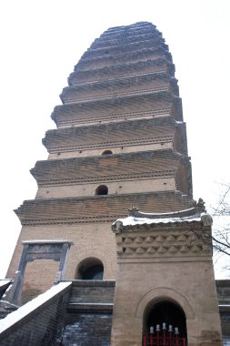 xian Çin'de ünlü küçük vahşi kaz Pagodası görünümünü kapatmak