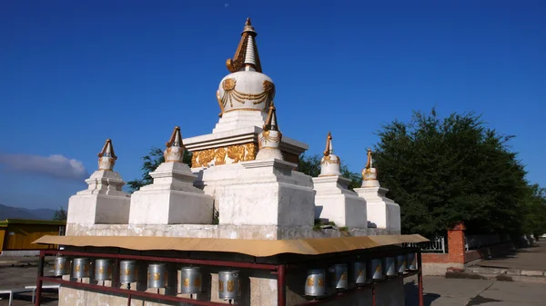Fehér Buddhista Pagoda Mongóliában Táj — Stock Fotó